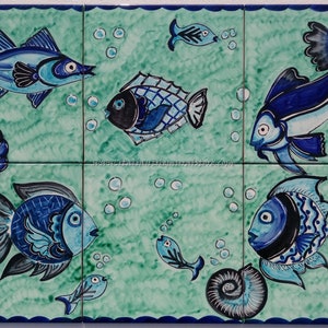 Tile Art murals Ocean, Backsplash murals Tile, Ceramic Tiles Backsplash,  Ceramic murals Tile handmade and hand painted . Custom for You!!