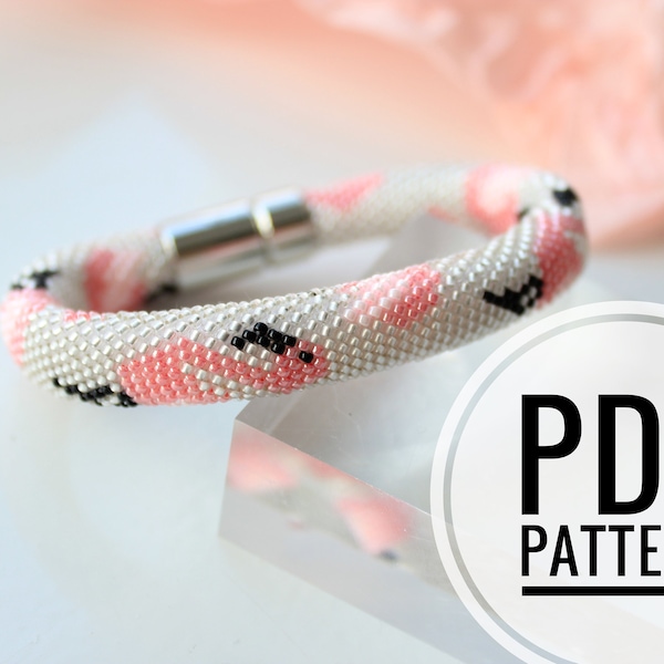 PDF Bead crochet pattern - Seed beads crochet pattern -  Bead crochet rope pattern - Flamingo Bracelet - DIY Pattern - Handmade necklace