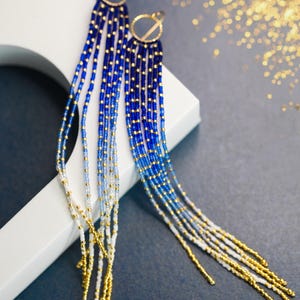 Fringe Beaded Earrings,  Handmade with High-Quality Seed Beads on 14K Gold Filled Hoops,