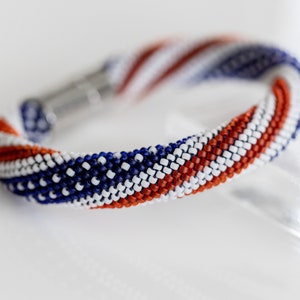 USA Flag bracelet, Handmade Bracelet, Bead crochet bracelet, Beaded bracelet , Unique bracelet, 4th of July  gift,  American Flag Bracelet