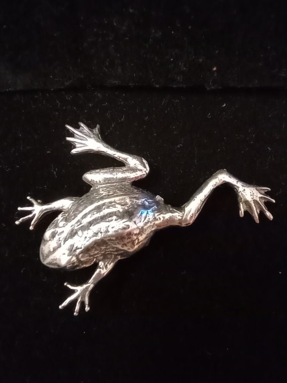 Vintage Sterling Silver Mexico Frog Brooch Pin