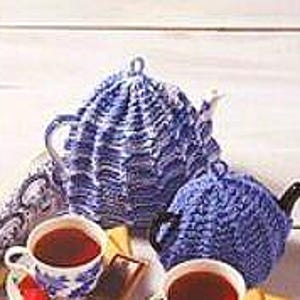 Fundas para teteras de punto fácil: pequeñas (2 tazas) y grandes (6 tazas) con hilo Lily Sugar'n Cream