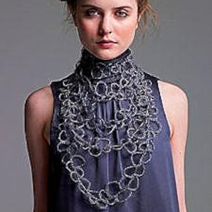 Handmade Crochet Braid Necklace – Artisanal Rowan Pure Kidsilk Haze Yarn in Anthracite & Smoke with 0.315mm Silver-Finish Wire, 20cm Drop