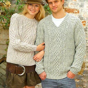 Premium Sweater Patterns in F119 Hayfield Bonus Aran Wool – Round, V-Neck & Collared Designs