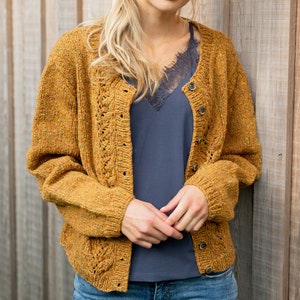Cardigan Knitting Pattern PDF – Easy Beginner Knit – Modern Tweed Design – Sizes 8 to 22 – DIY Classic Cardigan