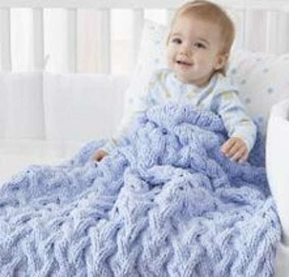 Buy Baby Blanket Knitting Pattern PDF Easy Knit Shadow Cable