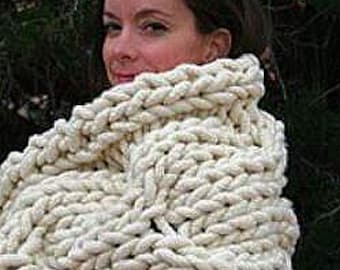 Winter Scarf Knitting Patern, Knitting for winter, Easy PDF Pattern, Pattern for scarf, hand made present, Mega Cable, Stylish scarf