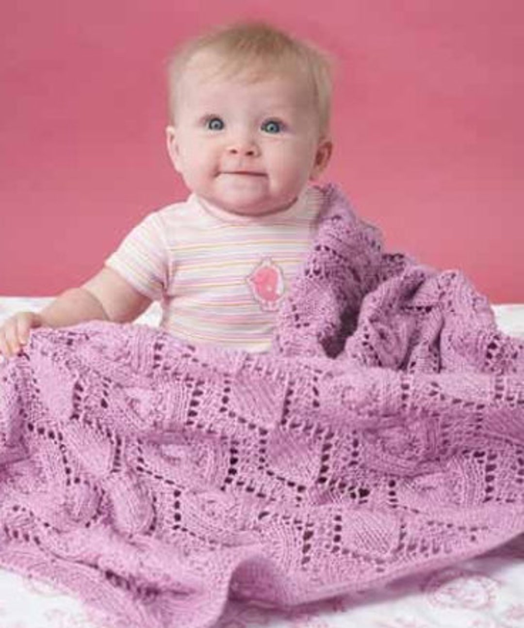 Pink Baby Blanket Knitting Pattern PDF Easy Knit Pattern for Crochet
