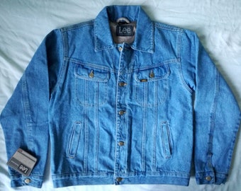 LEE JEANS New Vintage style Safari Western Standard Trucker Padded Blue Denim Jean Jacket, size L