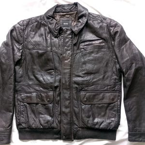 Vintage Hugo Boss Leather Jacket - Etsy