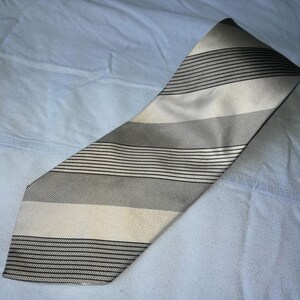 GIORGIO ARMANI 2 Silk Striped Cravatte Neckties, Gray & Beige, Made in Italy