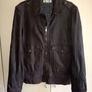 LEVI&#39;S Type A-2 Flight Pilot style Brown leather Zipped Bomber jacket Expressly made by LEVI STRAUSS & Co, size L