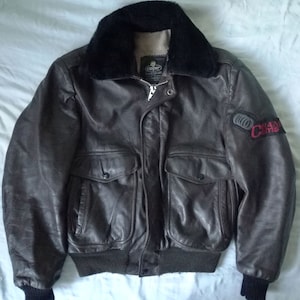 COOPER Sportswear MFG Co. Inc Made in USA Type G-1 Winter Sherpa lined Flyer's Pilot Brown Leather Bomber Jacket, Size 38