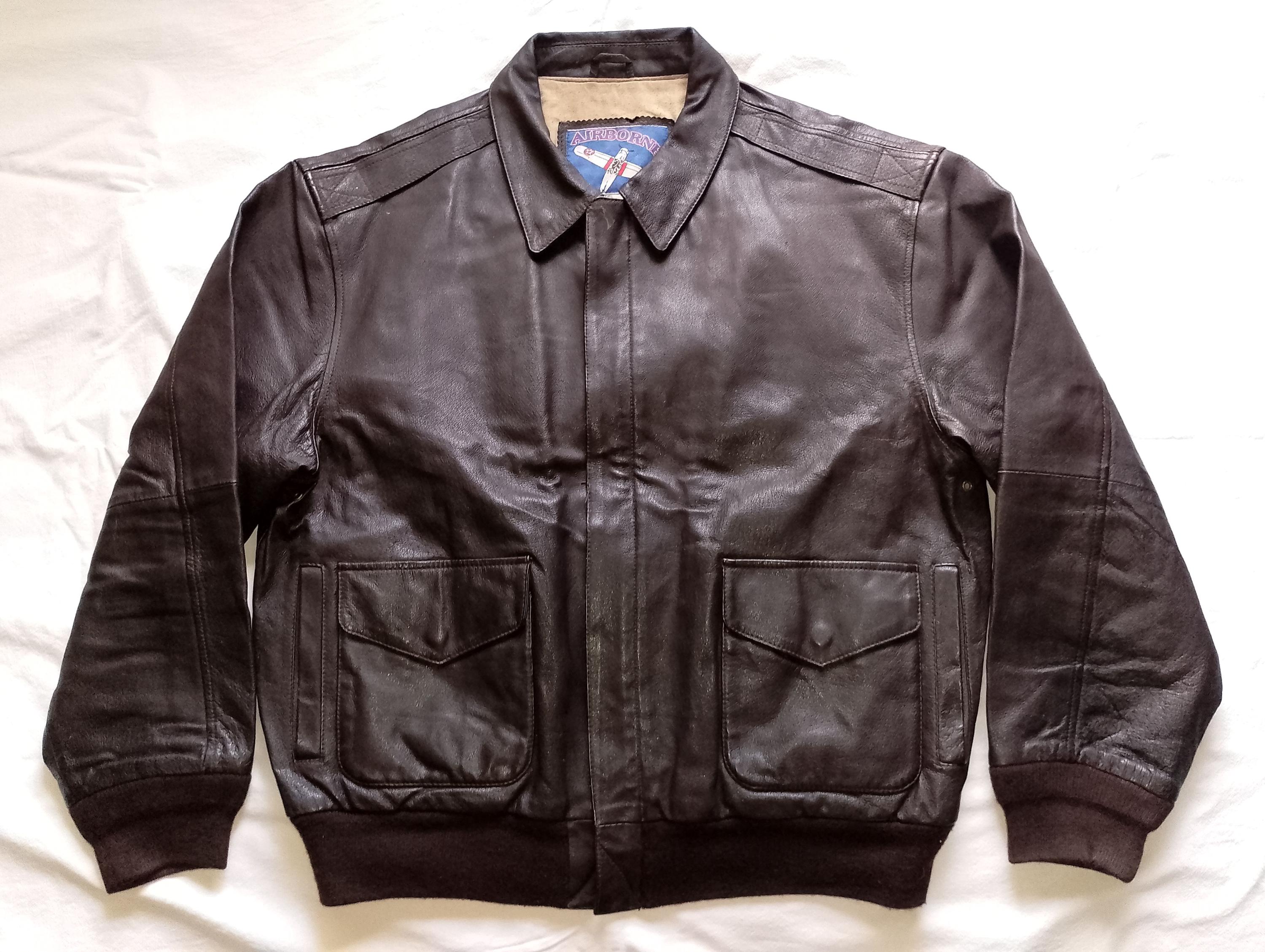 AIRBORNE USAF Type A2 80s Dark Brown Leather Flyer's Bomber Jacket
