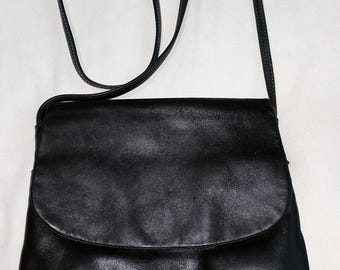 MYWALIT Saddle-style Black Soft Leather Shoulder Bag