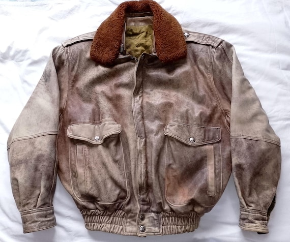 Vintage VERA PELLE Italian Type G-1 70s Aviator Flight Pilot