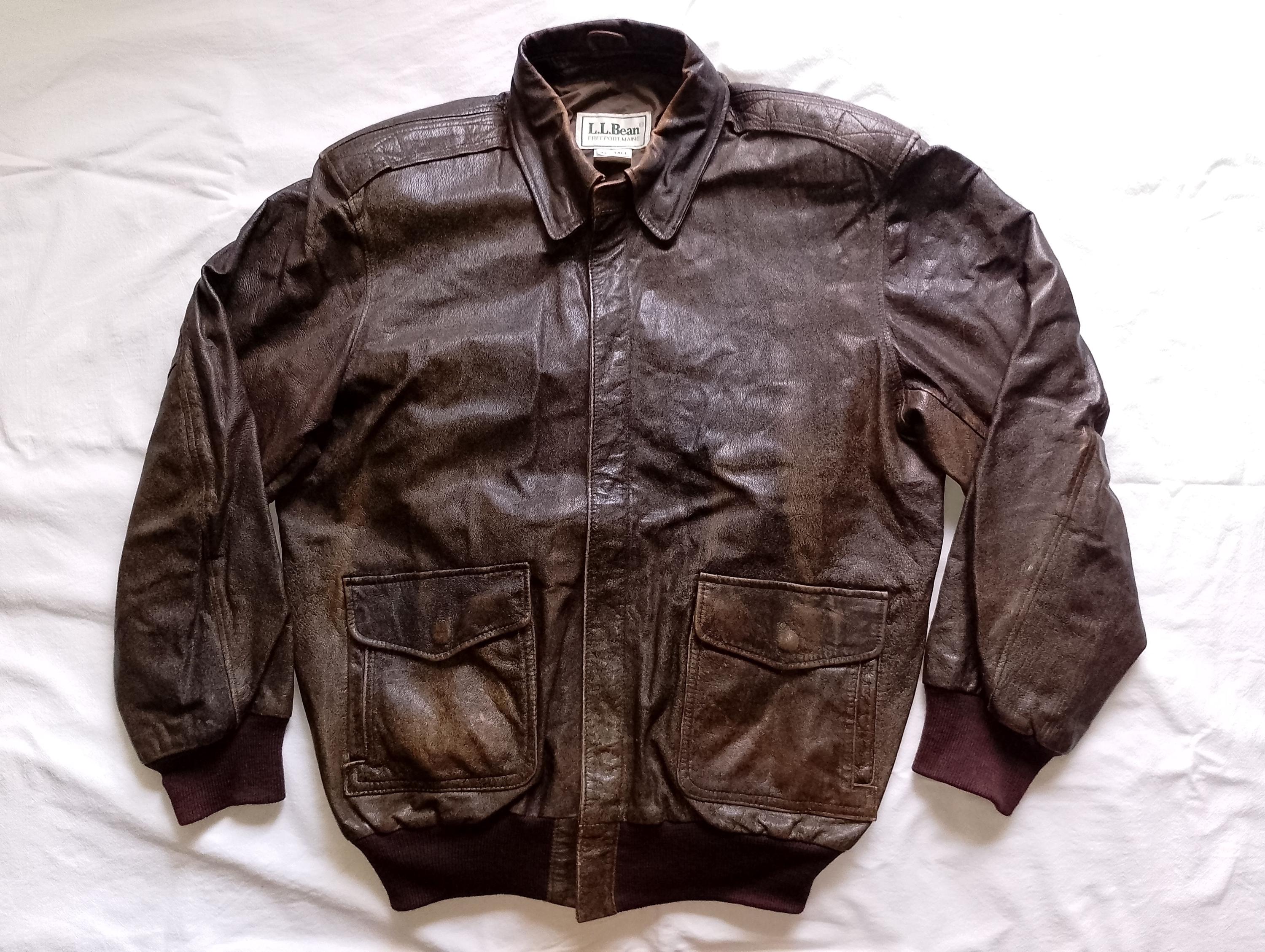 【80s】 LL Bean A-2 Leather Jacket VINTAGE A2 A-2 LEATHER LL BEAN JACKET FLYERS 70S 80S SIZE MEDIUM