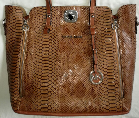 MICHAEL KORS MK Large Jet Set Python Print Brown … - image 4