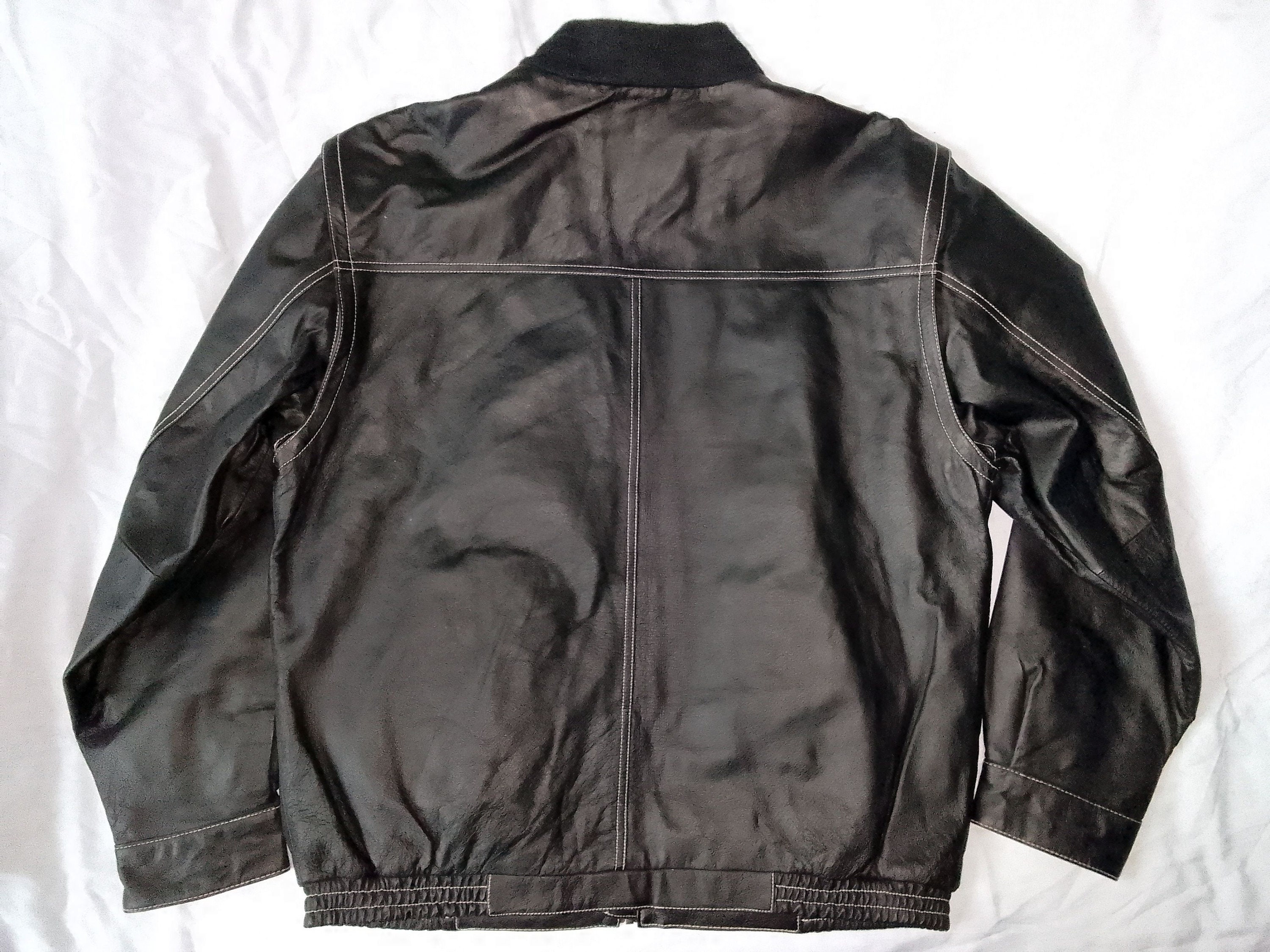 VIA CORTESA Flight / Pilot Style Black Leather Bomber Jacket