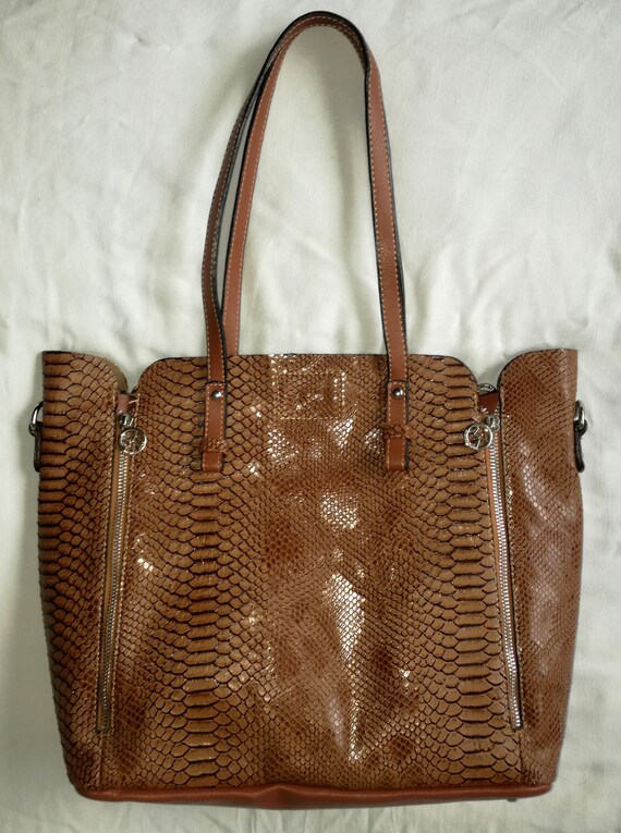 MICHAEL KORS MK Large Jet Set Python Print Brown … - image 6