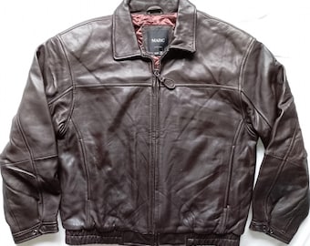 MARC New York Andrew Marc Brown Lammleder Bomberjacke mit Reißverschluss, US Größe M / EU Large