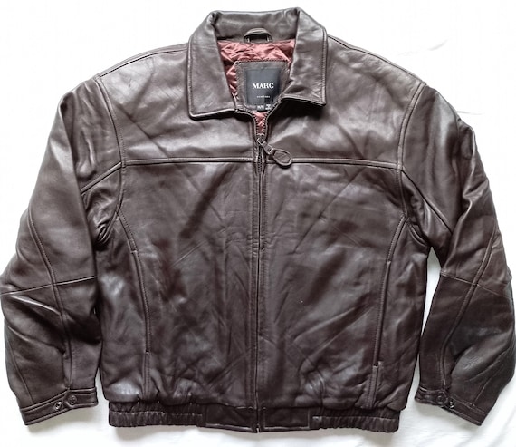 MARC New York Andrew Marc Brown Lamb Leather Zipped Bomber MARC New York Andrew Marc Brown Lamb Leather Zipped Bomber