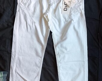 DOLCE & GABBANA Italy 2003 Tight fit Straight leg White Denim POWER Jeans, New with Tag, size 29 / 33