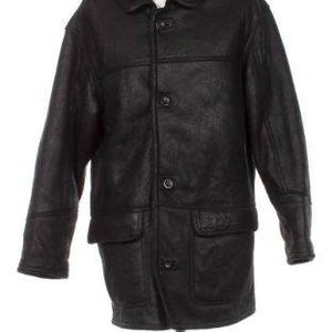 JAN PAULSEN 1902 Echt Leder Lammfell 本物のシアリング 天然シープスキン ムートン ラムスキン ブラック & ブラウン ベロア マントルコート 2 枚セット、サイズ L