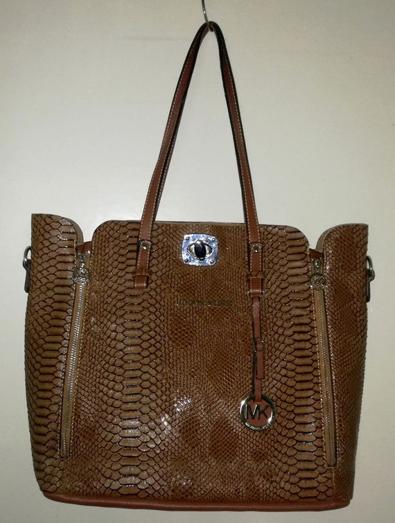 MICHAEL KORS MK Large Jet Set Python Print Brown … - image 3