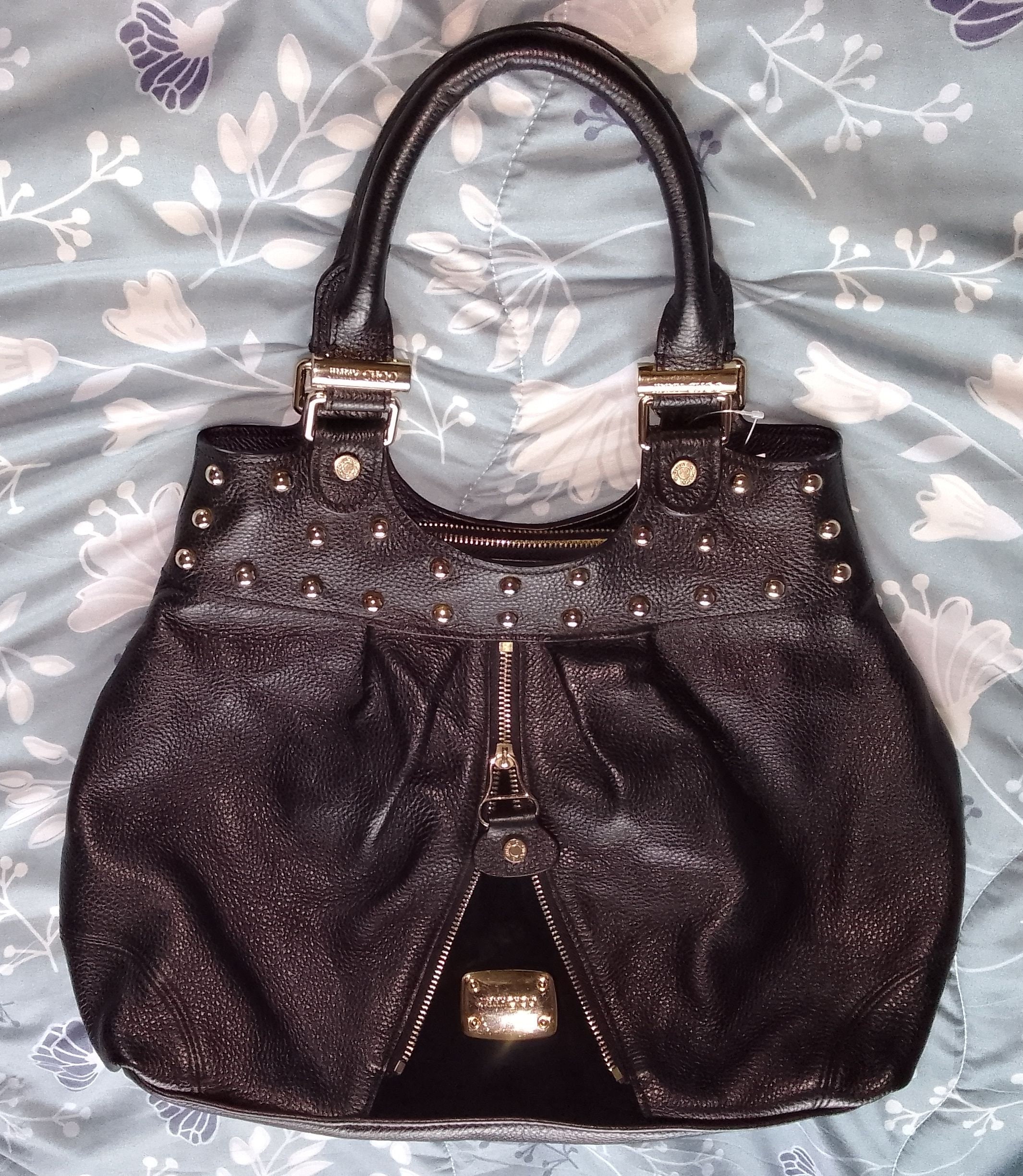 JIMMY CHOO Black Calf Leather Large HOBO Bag, Top Handle JIMMY CHOO Black Calf Leather Large HOBO Bag, Top Handle