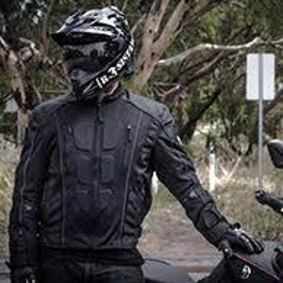 VIKING Cycle Warlock Black Mesh V-safe Armored Short Zipped Motorcycle Biker Polyester Jacket, US size S / Int M