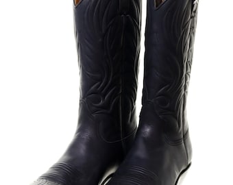 Bottiers VIDAL neufs avec étiquette fabriqués en ESPAGNE Western Cowboy Line Cowgirl bottes en cuir noir style catalan, taille 36