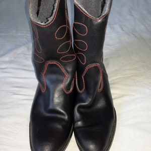 PINFEL New Western Cowboy Line Riding Winter Sherpa Lined Black Leather Semi Boots, Made in Portugal, size 43