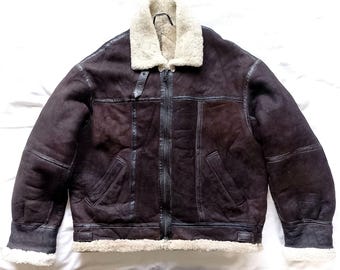 Flying Wear Favior The Original Shearling 80s Type B-3 Aviator Sheepskin Flight Bomber Jacket, Irvin style, US size 52 / 3XL