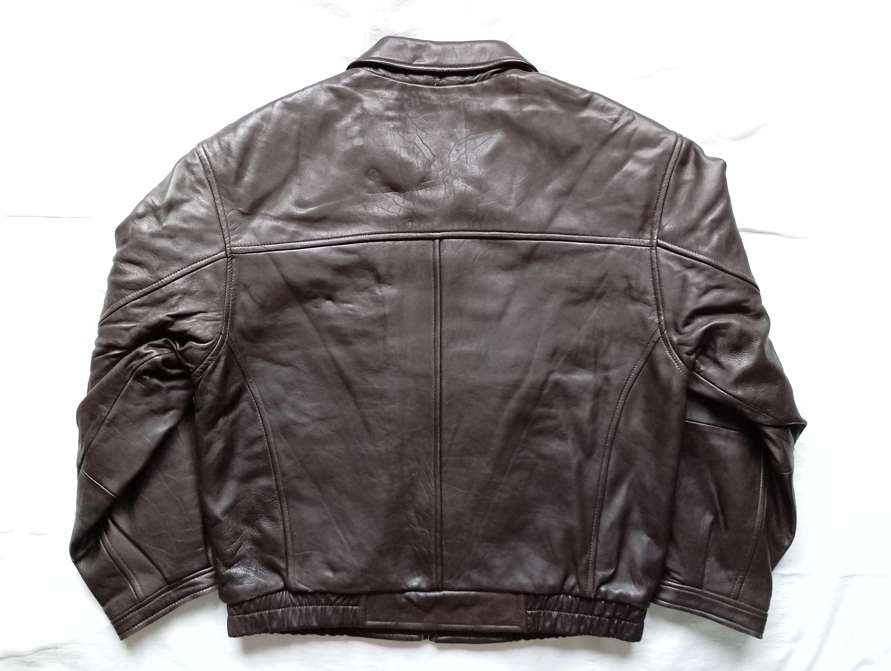 Manteau Cuir Vintage André Marc - Taille L Homme - Marron Occasion Très Bon état | Veste Cuir Homme Style Rétro