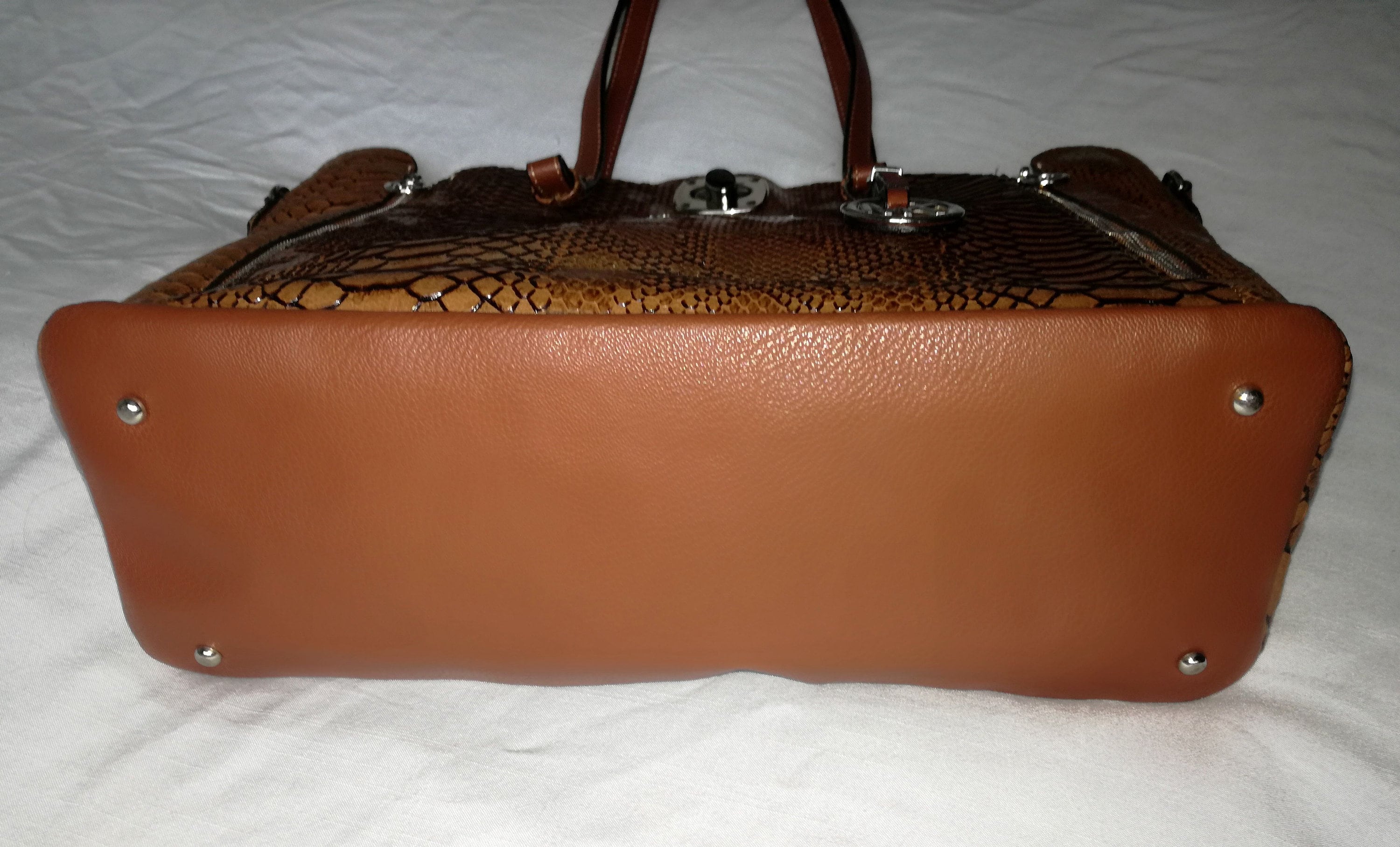 MICHAEL KORS MK Large Jet Set Python Print Brown Vegan Leather