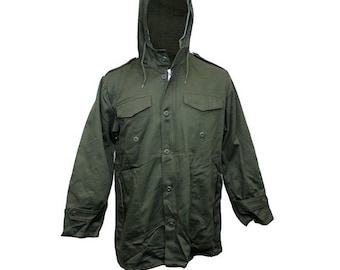 80s EDEL Parka German Army (Bundeswehr) Surplus Military Olive Green NATO Hooded Field Jacket / Coat, Faux Sherpa Lining, size 52 / L