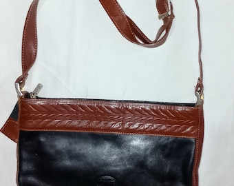 De MARTINO Mary Shop, Sorrento Italy, Two-tone Paneled Genuine Leather Shoulder Bag