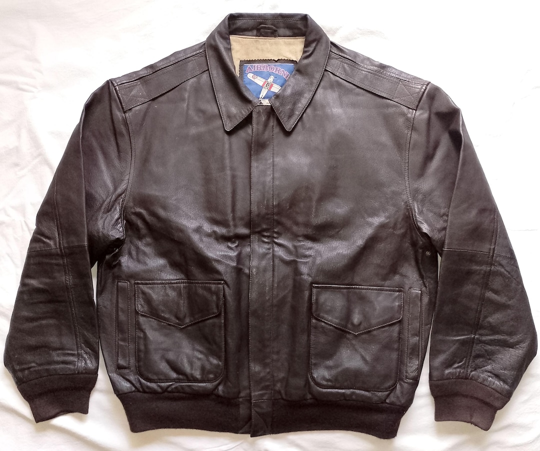 AIRBORNE USAF Type A2 80s Dark Brown Leather Flyer's Bomber Jacket