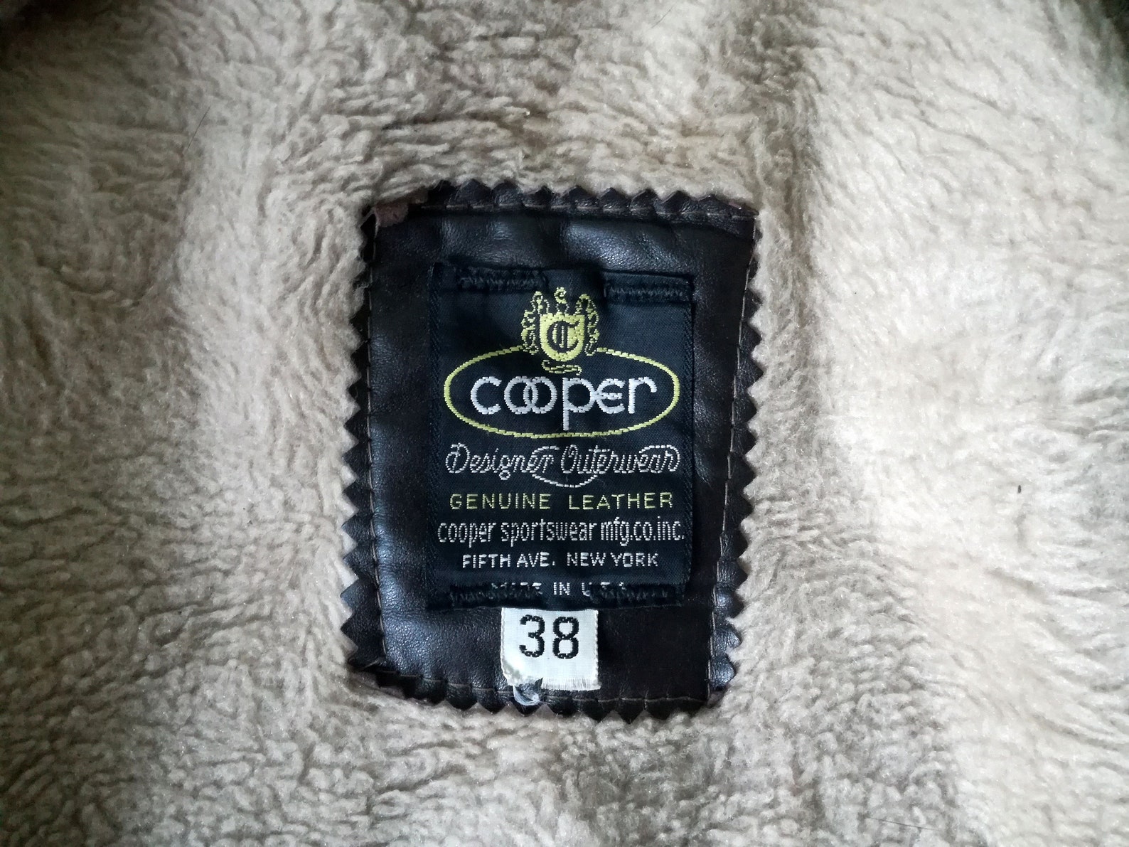 COOPER Sportswear MFG Co. Inc Made in USA Type G1 Winter Sherpa Lined