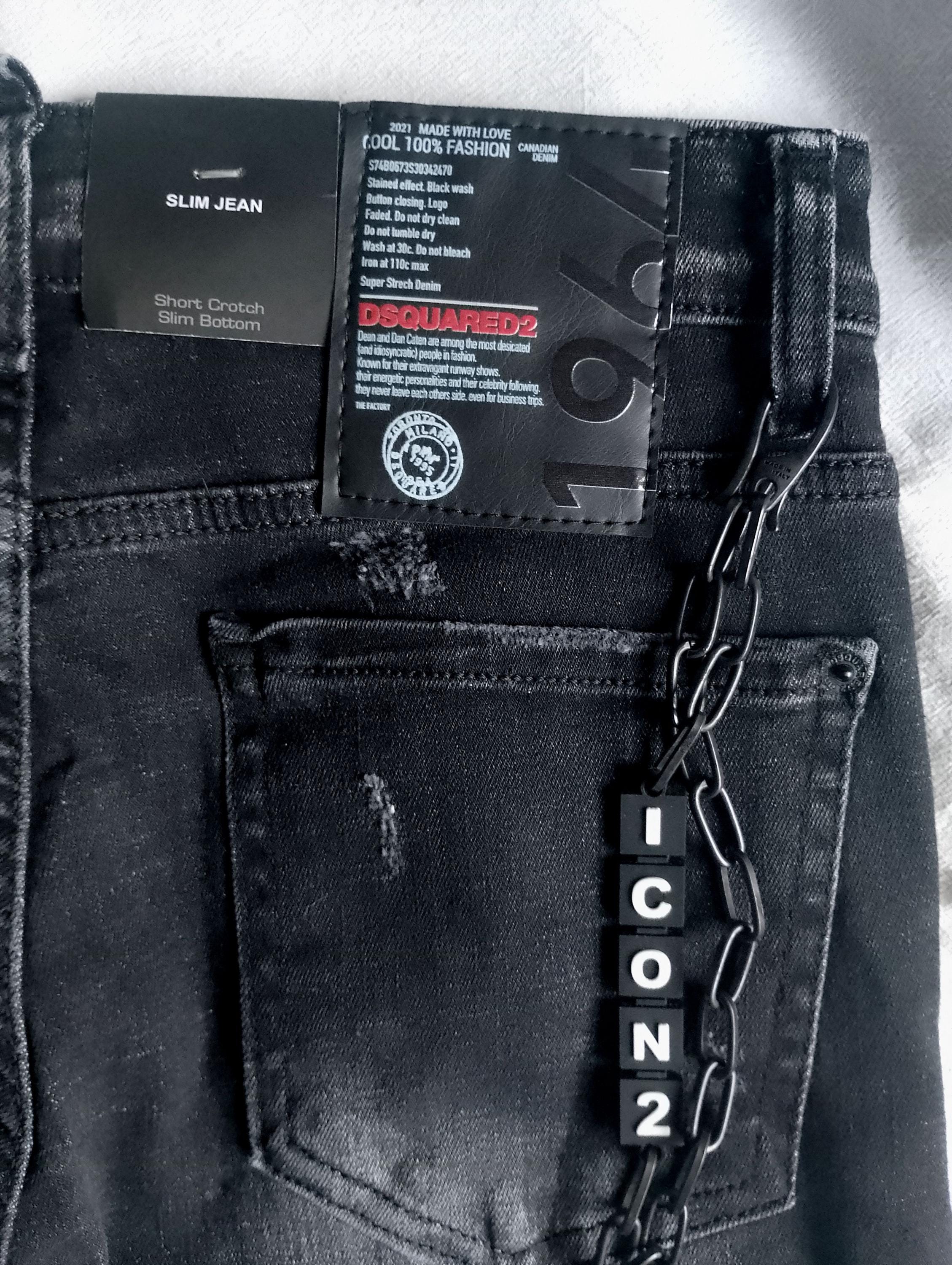 DSQUARED2 Vintage Short Crotch Slim Bottom Fitted Stained Effect