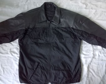 SILVER HAWK - Motorcycle Biker Leather & Textile Armored Black Jacket, size XXL