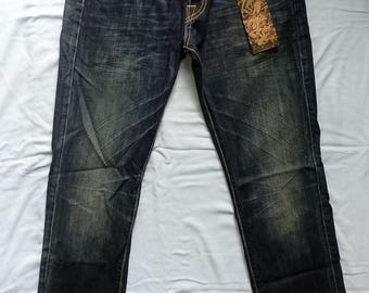 Vintage 09 Don Ed Hardy by Christian Audigier NWT MacQueen 5 Pockets Straight Leg Denim Jeans, US size 31 / 32