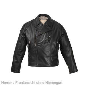 May include: A black leather jacket with a zipper closure and a stand-up collar. The jacket has a quilted design on the shoulders and sleeves.