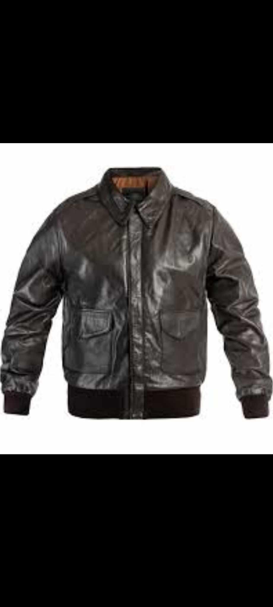 MIL-TEC by Sturm German Type A-2 Flight Pilot Brown Goat Leather Zipped Bomber Jacket, Cotton Lining, size XL
