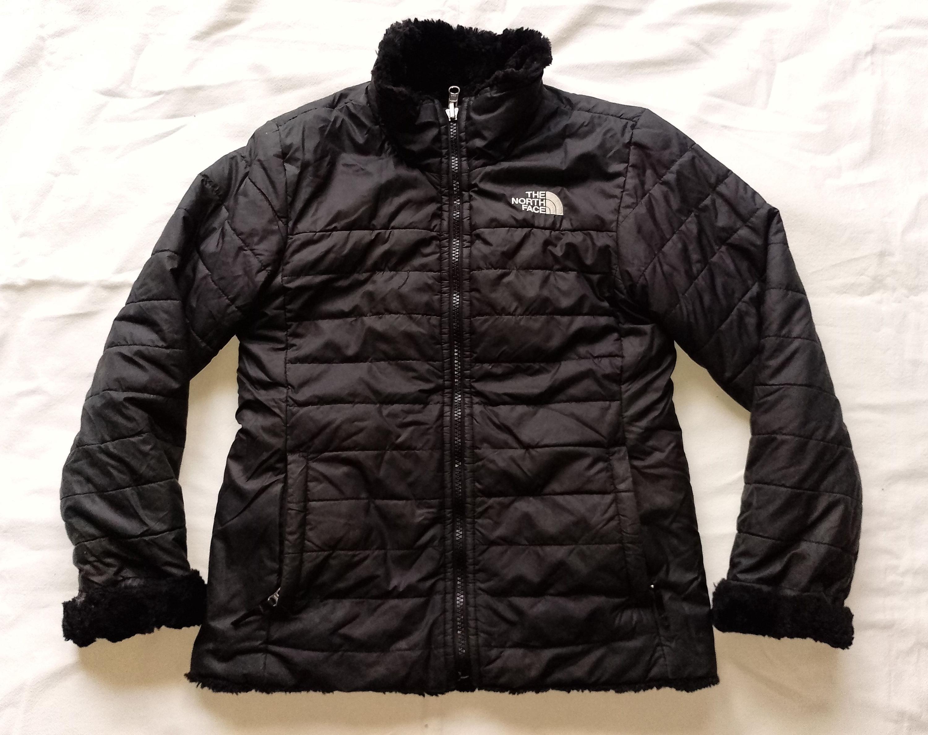 THE NORTH FACE Girl's Reversible Mossbud Swirl Jacket, Black Plush