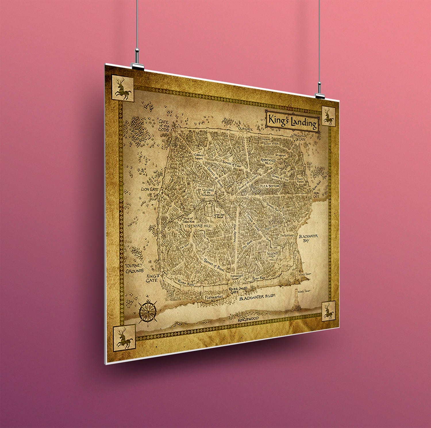 Game of Thrones Map Westeros Map Map Of Essos Game Of Etsy