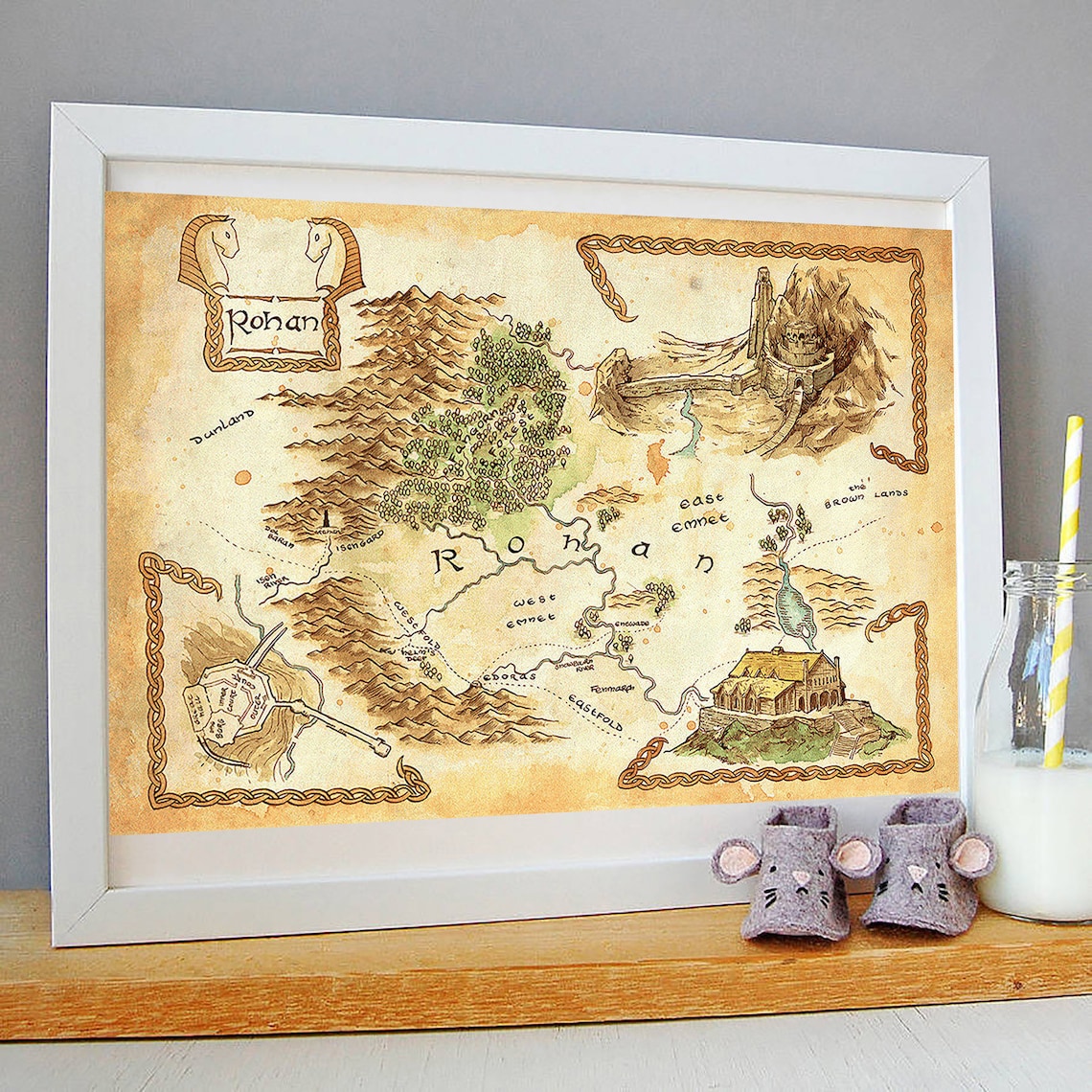 The Rohan Map Tolkien Map Middle Earth Map the Lord of the  Etsy Canada
