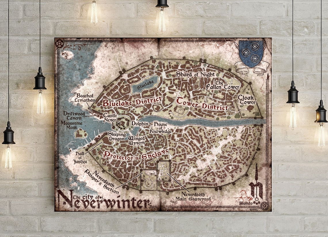 Neverwinter map Swords Coast map Dungeons Dragons D&D DnD  Etsy