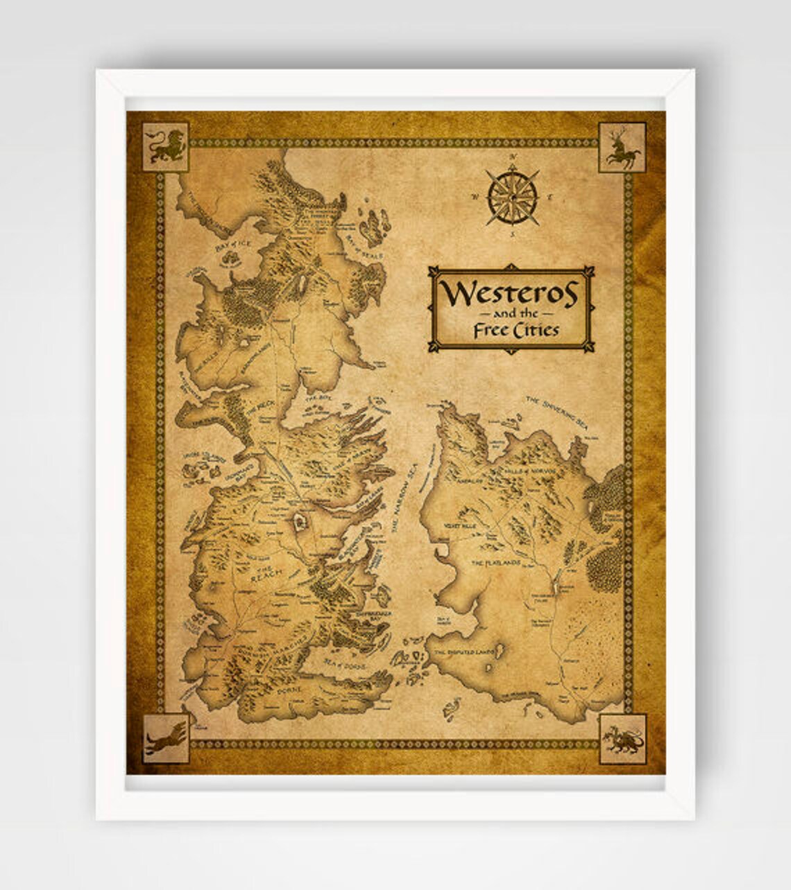 Game Of Thrones Map Westeros Map Map Of Essos Game Of Etsy